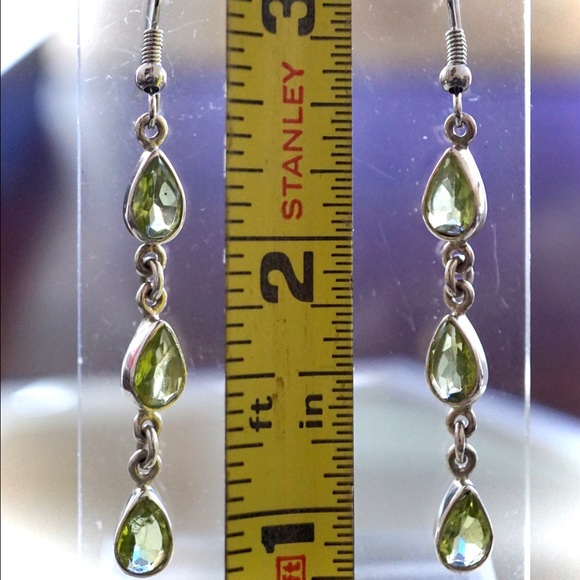 Sterling Silver Peridot Drop Earrings - Picture 3 of 5